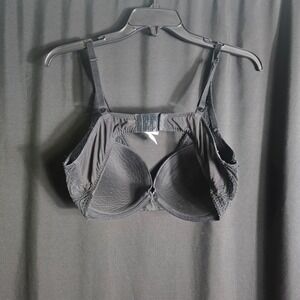 Auden Black Floral Lace Push-Up Plunge Bra Underwire 38C Adjustable Straps